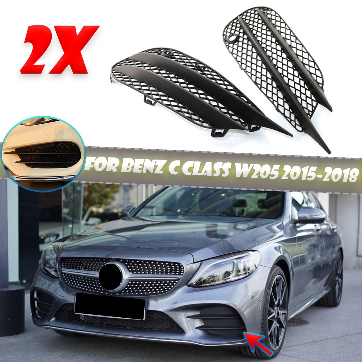 送料無料 ベンツ W205 Cクラス フォグ カバー フォグランプカバー,メルセデスベンツCクラス,w205,2019-2021